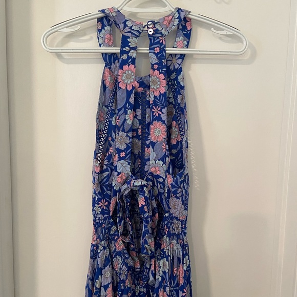 Anthropologie Abel the Label size L blue floral rumi dress GUC maxi length - Picture 5 of 10